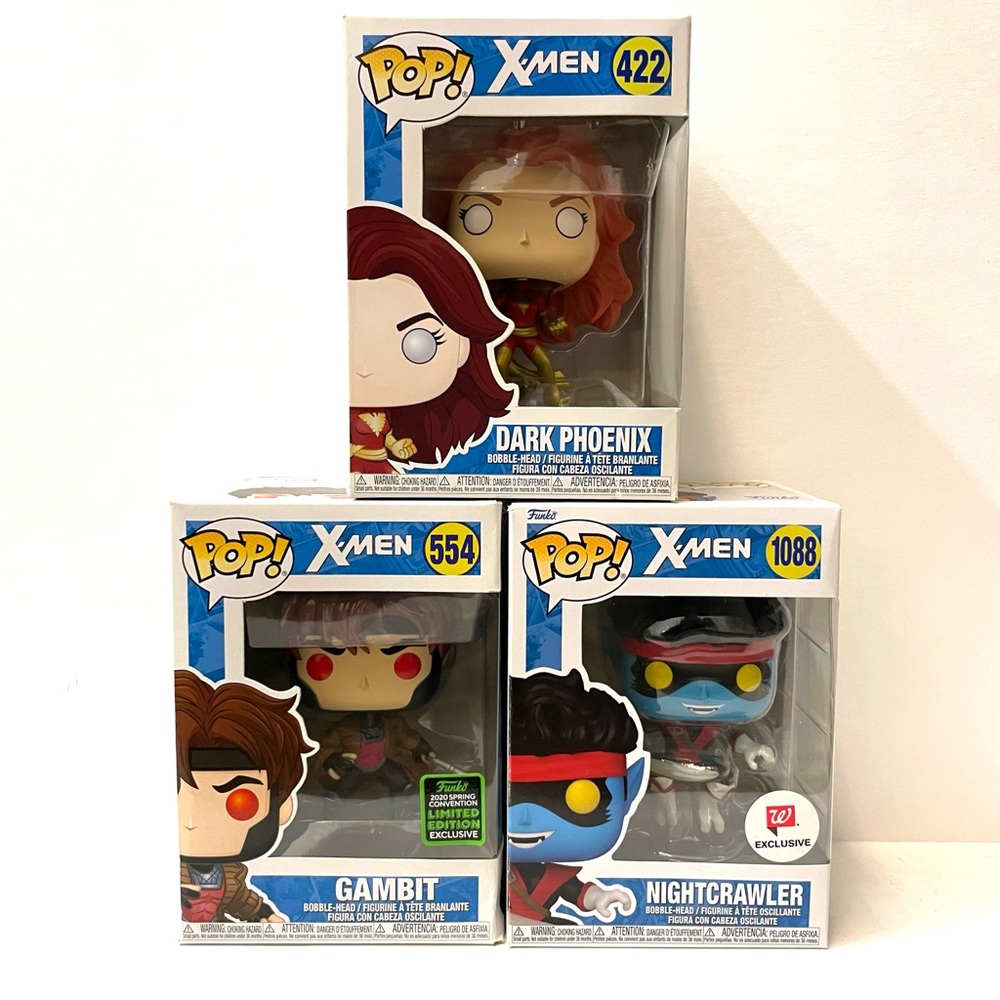 Funko Pop X-Men Dark Phoenix Gambit Nightcrawler Exclusives Bundle Lot